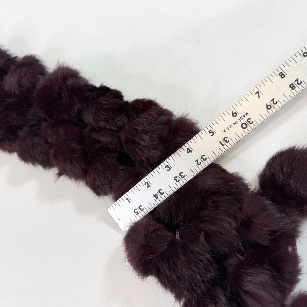 Fur Pom Pom Scarf Womens One Size Purple Neck Warmer Winter Wrap Soft Plush - Picture 3 of 6